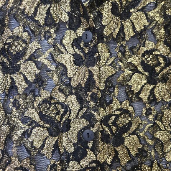 In Charge Womens Vtg 90s Y2K Whimsigoth Sparkle Metallic Sheer Lace Button Top M - Picture 5 of 10